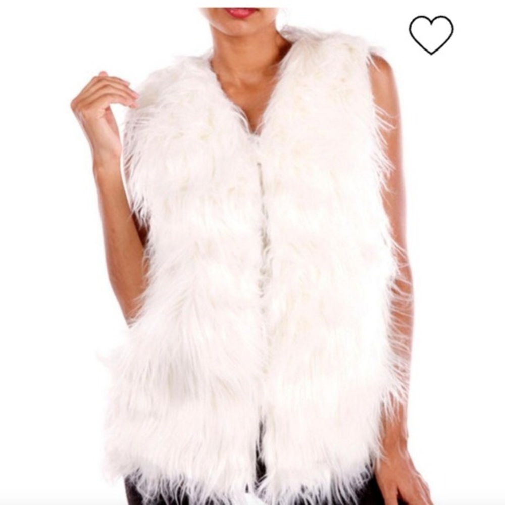 Ambiance White Faux Fur Vest